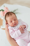 Babygrow tema flores em VELUDO rosa