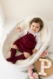 Conjunto Bordeaux em bombazine: vestido e blusa 3M 6M 12M