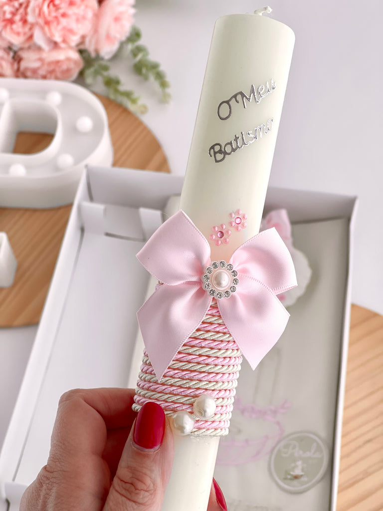 Conjunto para Batizado: vela, toalha e concha Batizado Pomba