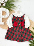 Conjunto laço verde: vestido xadrez  e camisa