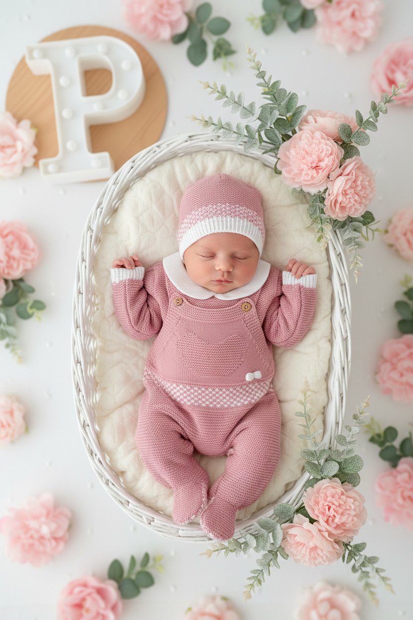 Saída de maternidade ursinho- casaco, jardineiras, camisola e gorro