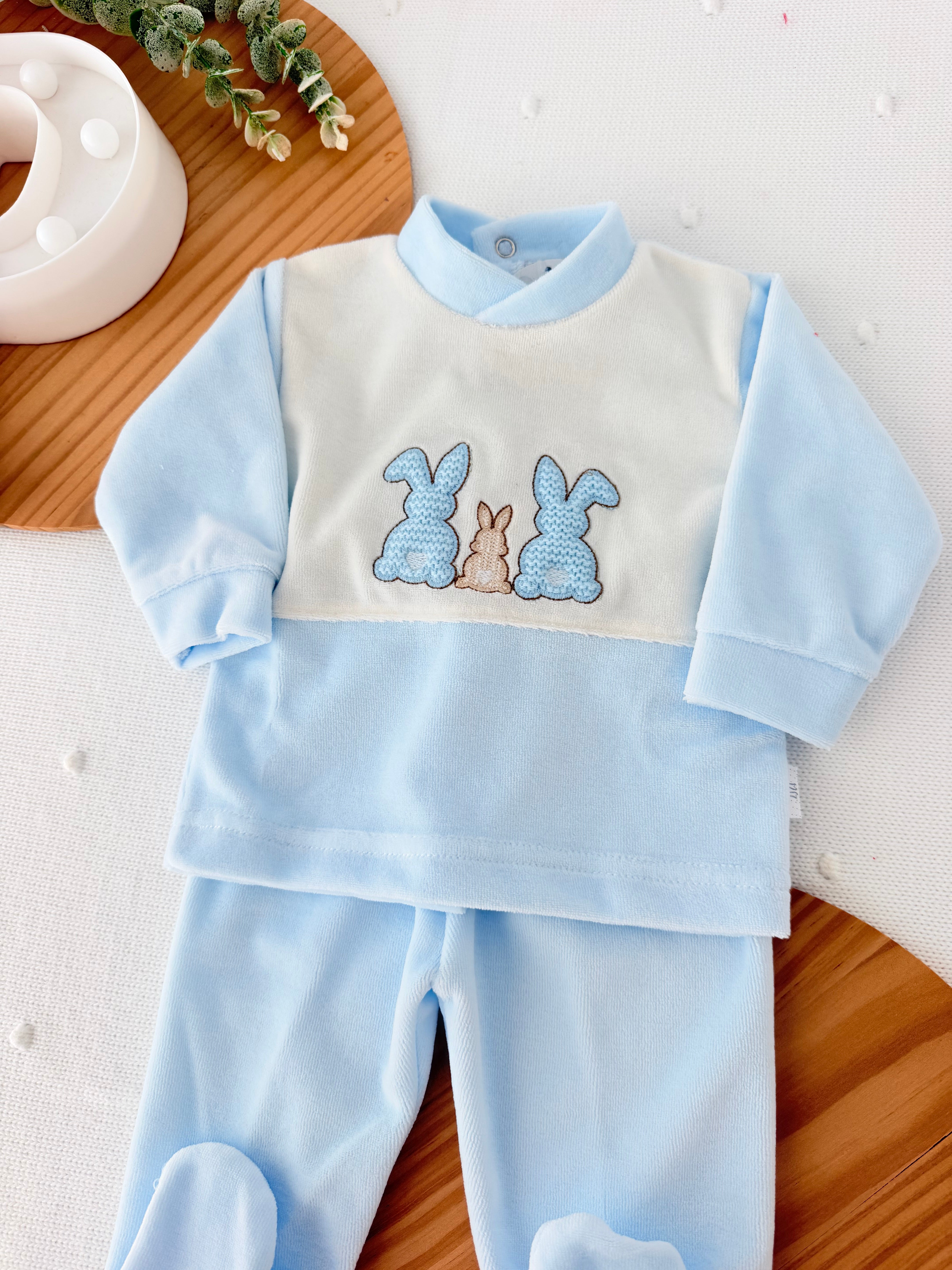 Conjunto veludo: Calças e camisola 1M e 2M