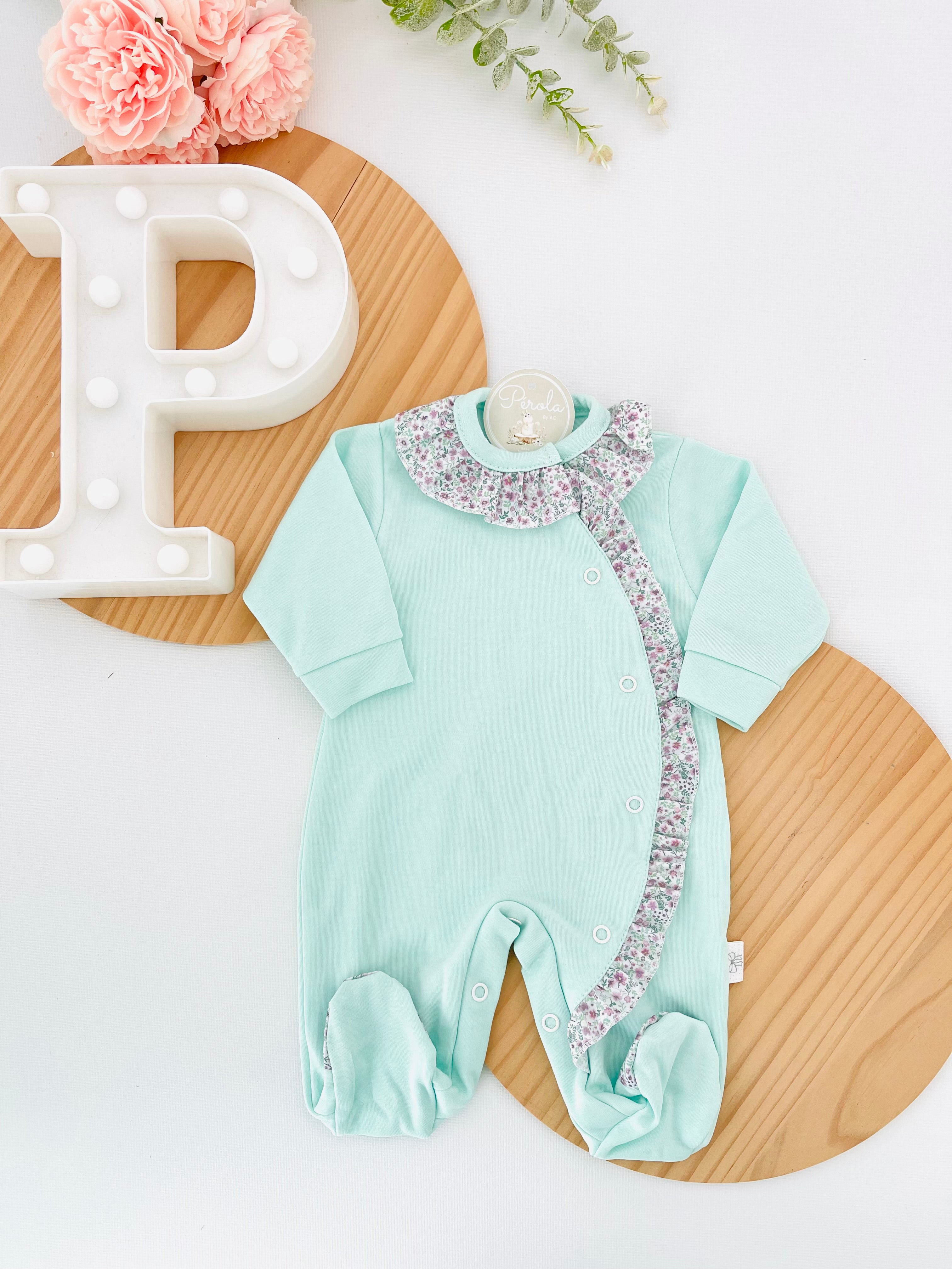 Babygrow em algodão - tema flores