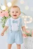 Conjunto cerimónia para menino: calções, camisa e laço