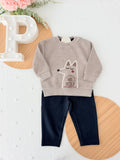 Conjunto menino lobo: camisola e calças de tecido