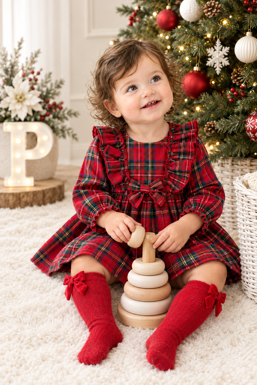 Vestido xadrez vermelho menina- 6-12-18M