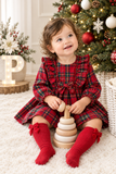 Vestido xadrez vermelho menina- 6-12-18M