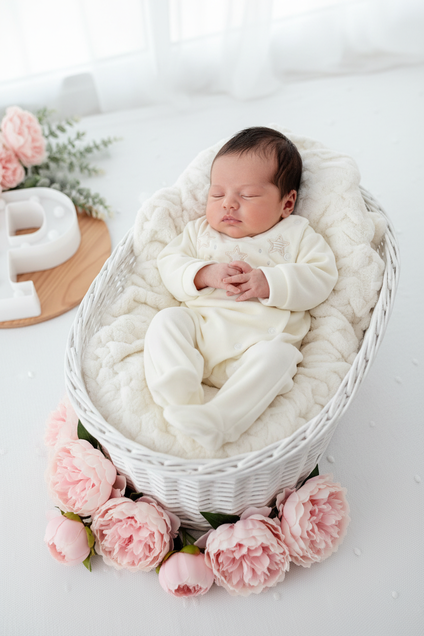 Babygrow Veludo Bebé com Estrelas Bordadas - Recém-Nascido