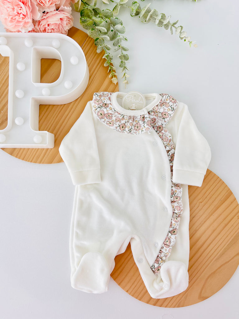 Babygrow tema flores em VELUDO