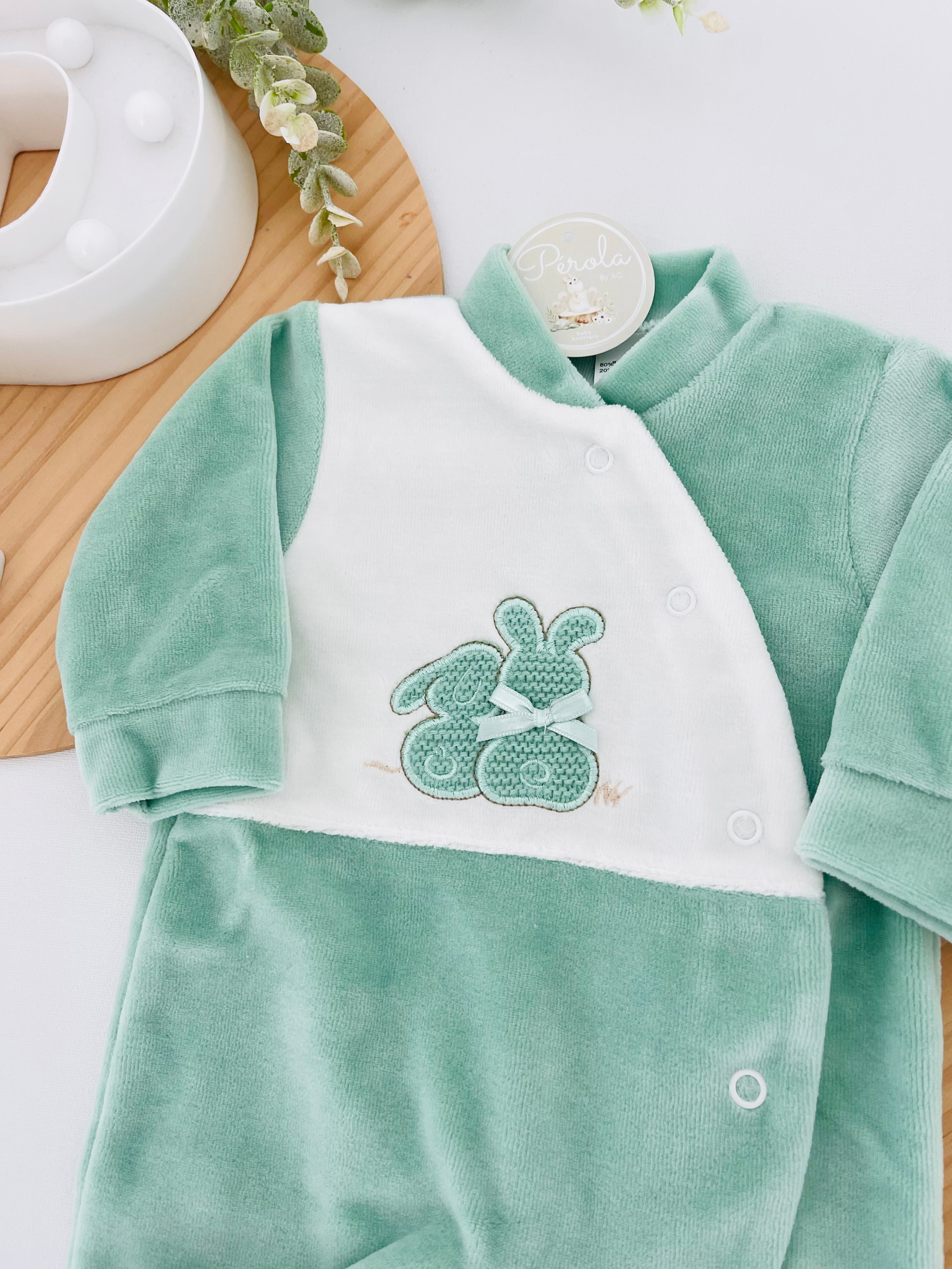 Babygrow tema coelhinhos em malha