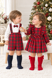 Conjunto xadrez vermelho  menino 6-12-18M