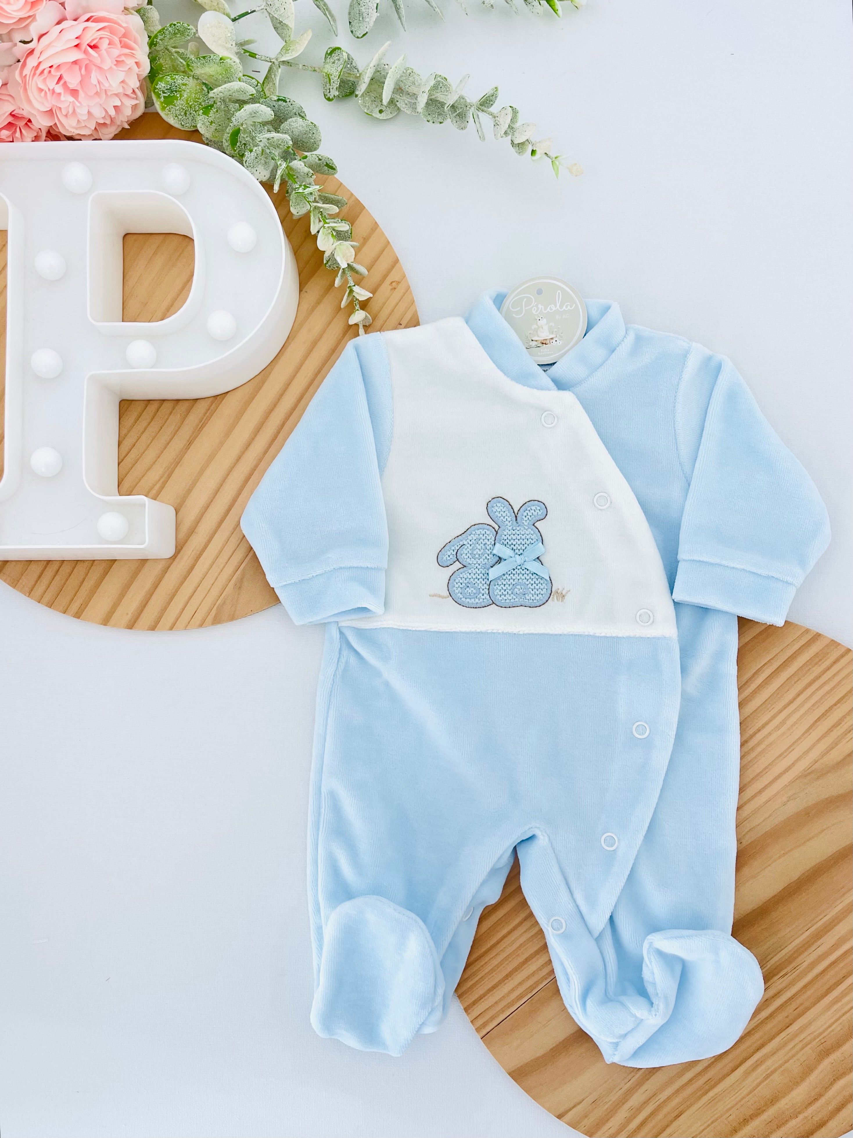 Babygrow tema coelhinhos em malha