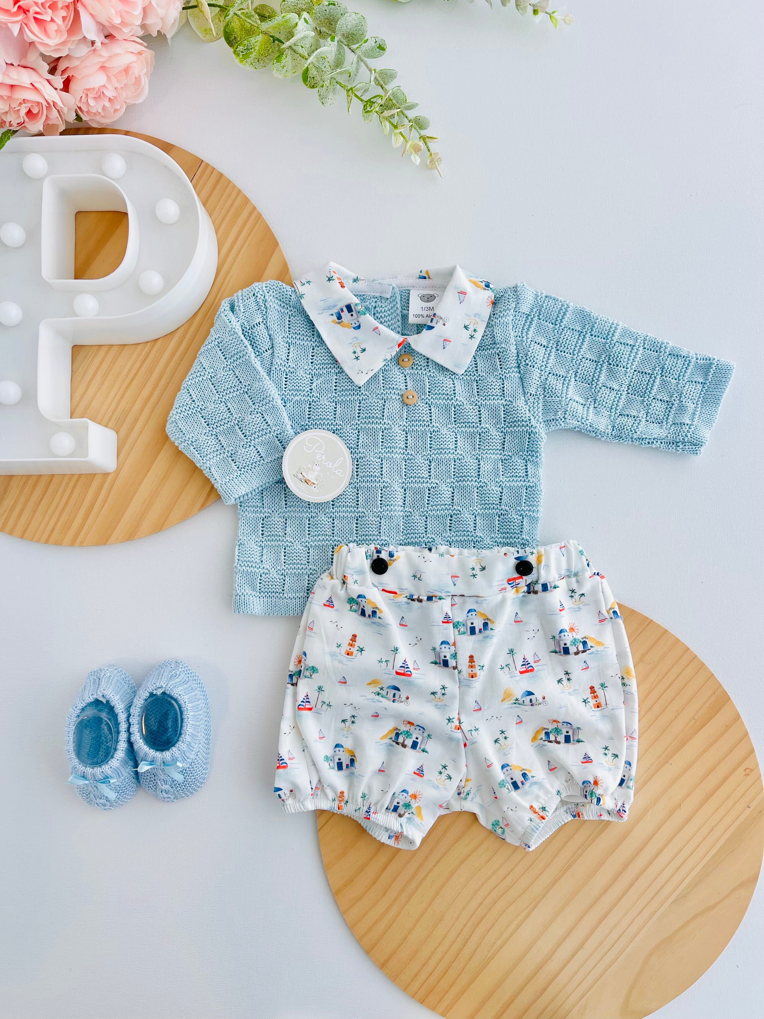 Conjunto barcos: Camisola e calções - Primavera Verão