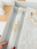 Conjunto para Batizado: vela, toalha e concha Batizado Pomba