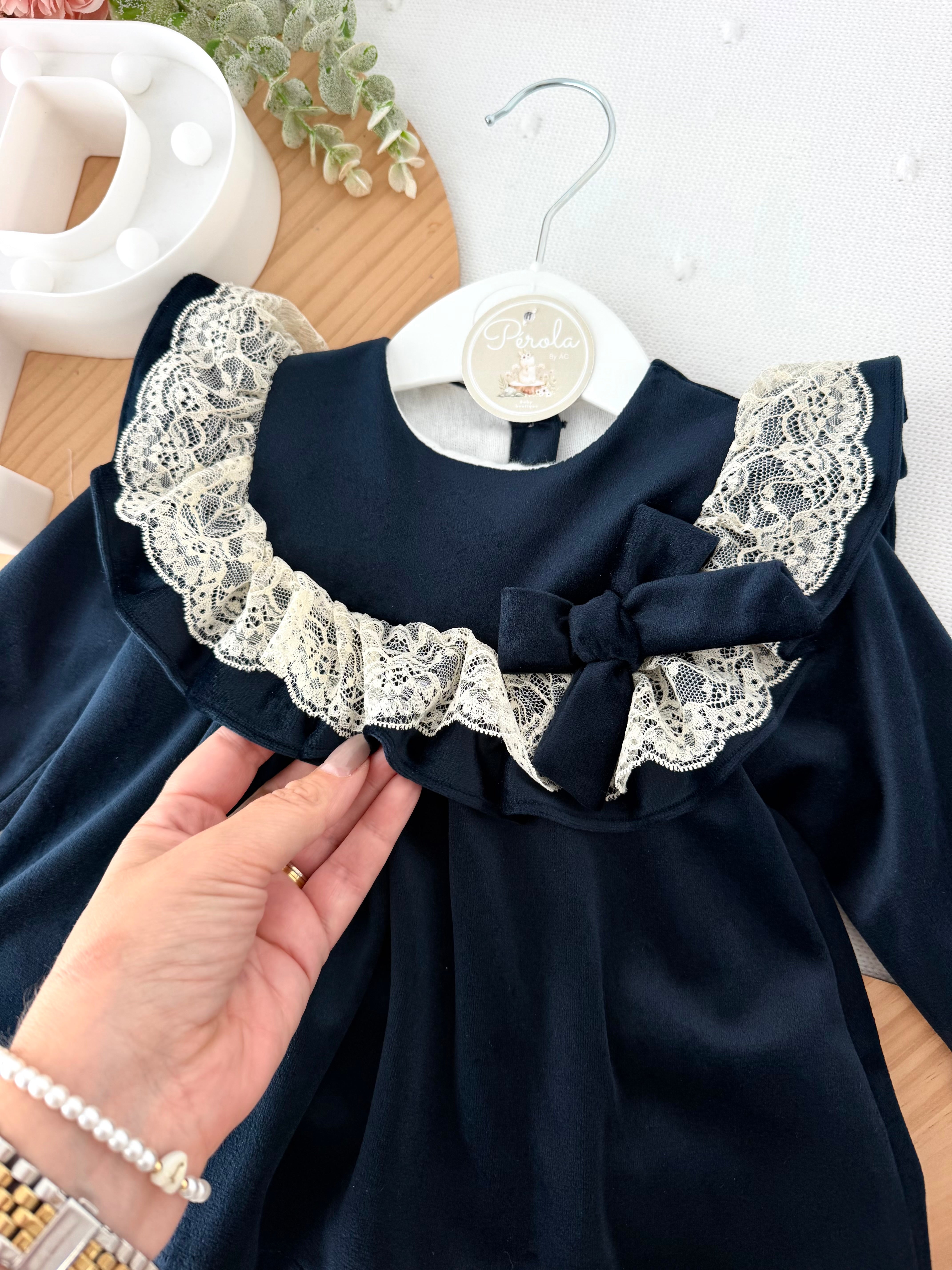 Vestido e tapa fraldas em veludo coleção premium