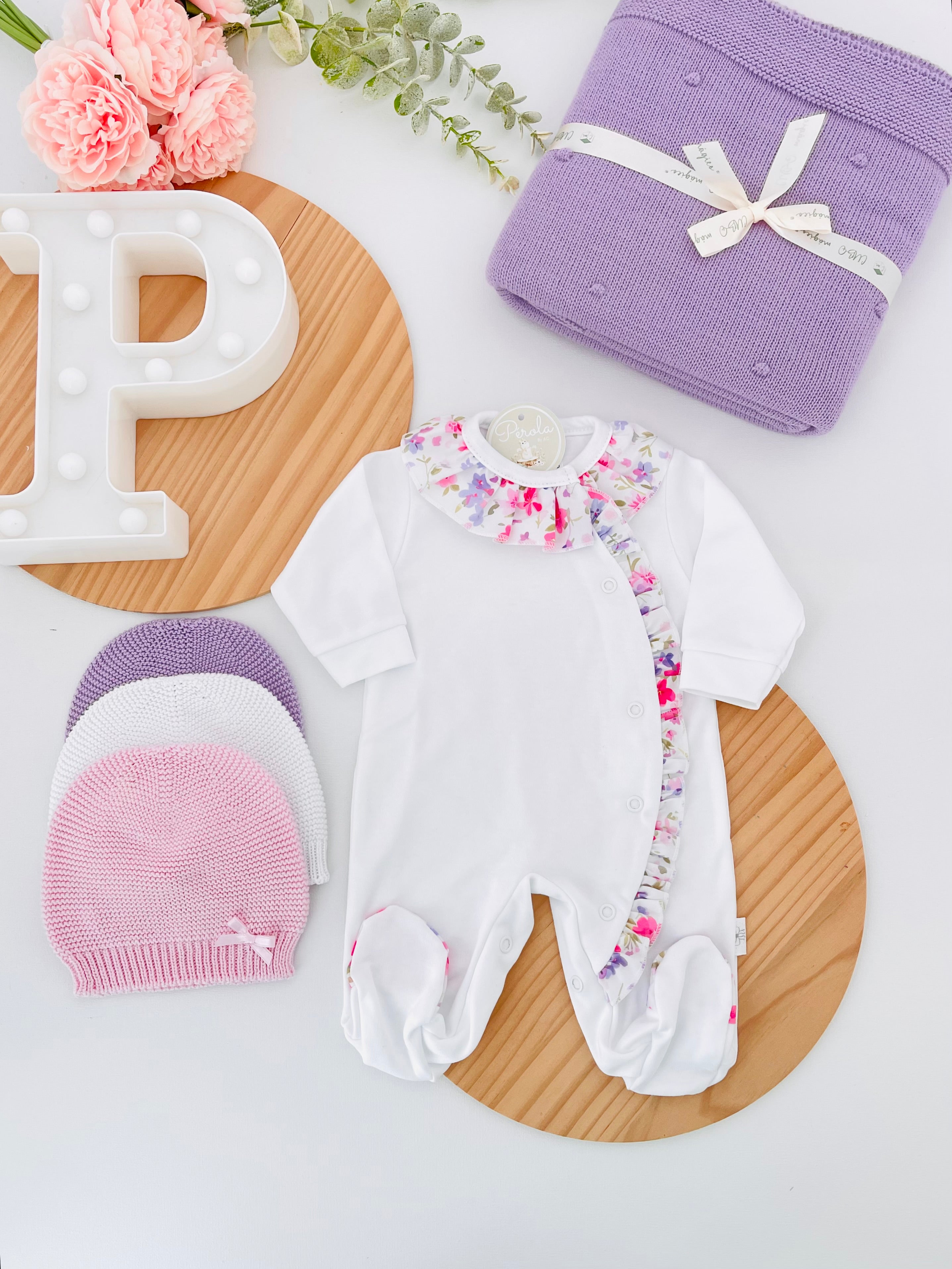 Babygrow em algodão - tema flores