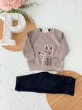 Conjunto menino lobo: camisola e calças de tecido