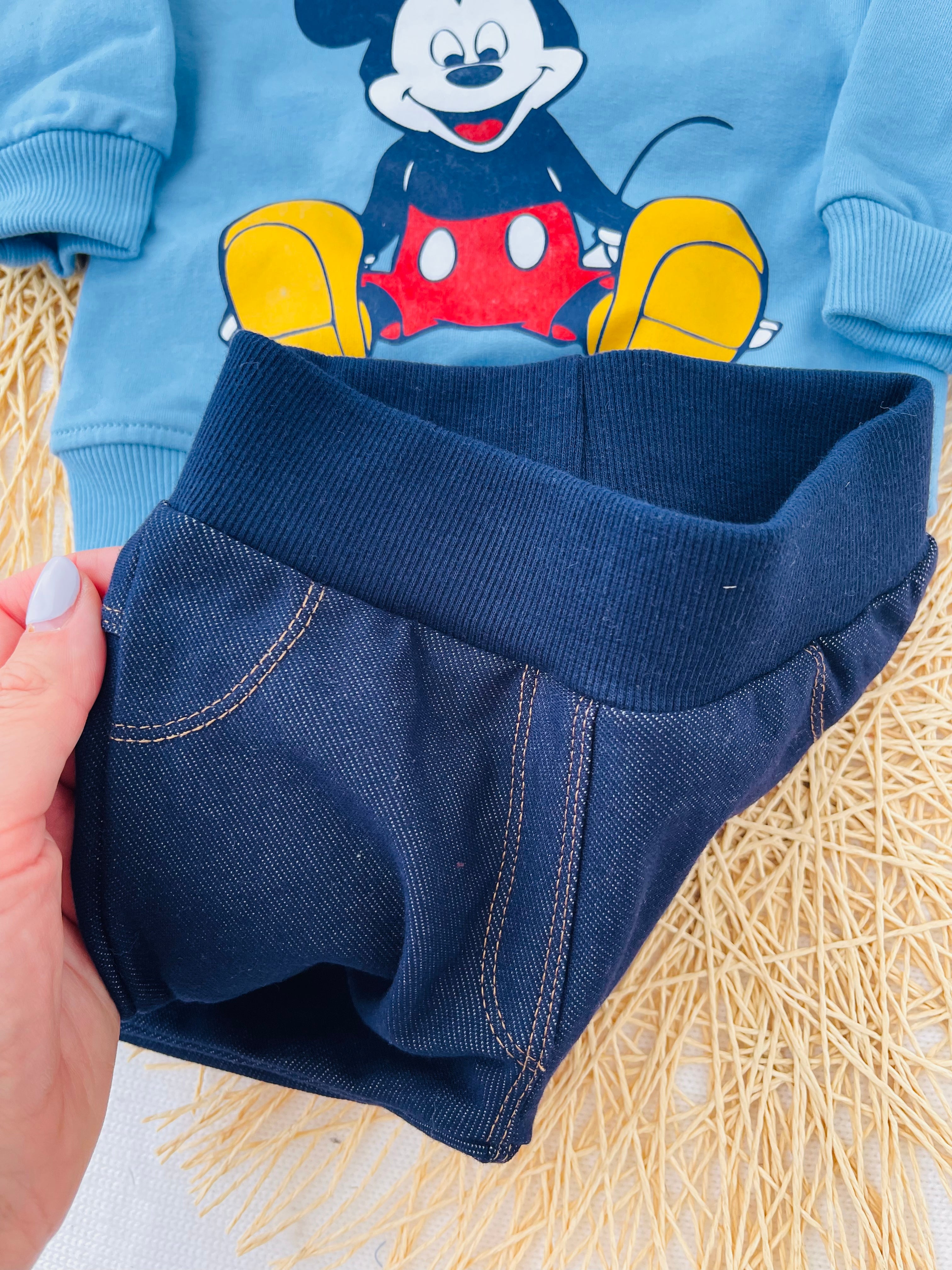 Camisola e calças “ganga” Mickey azul