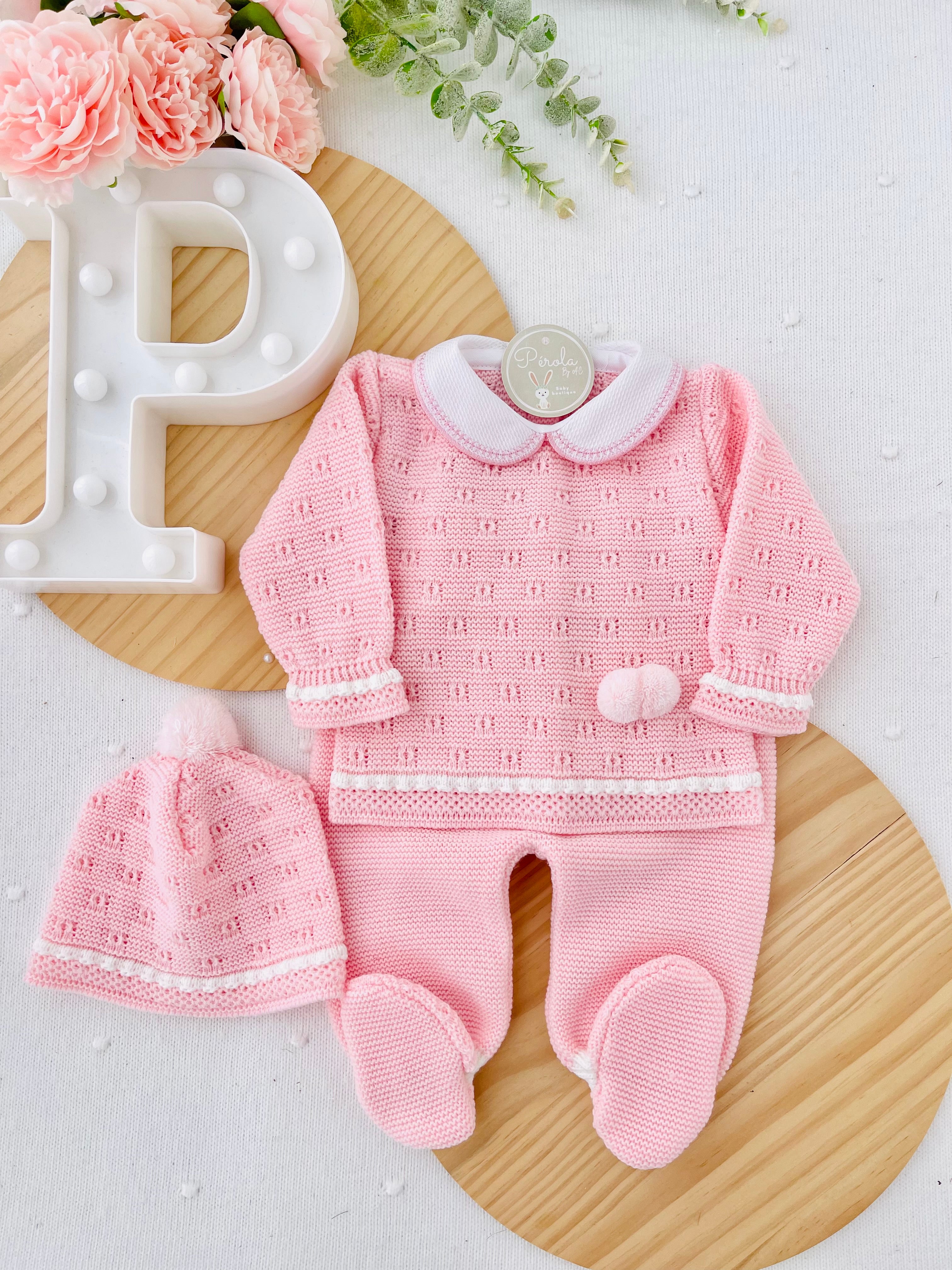 Conjunto pompom Outono/Inverno : camisola, calças e gorro