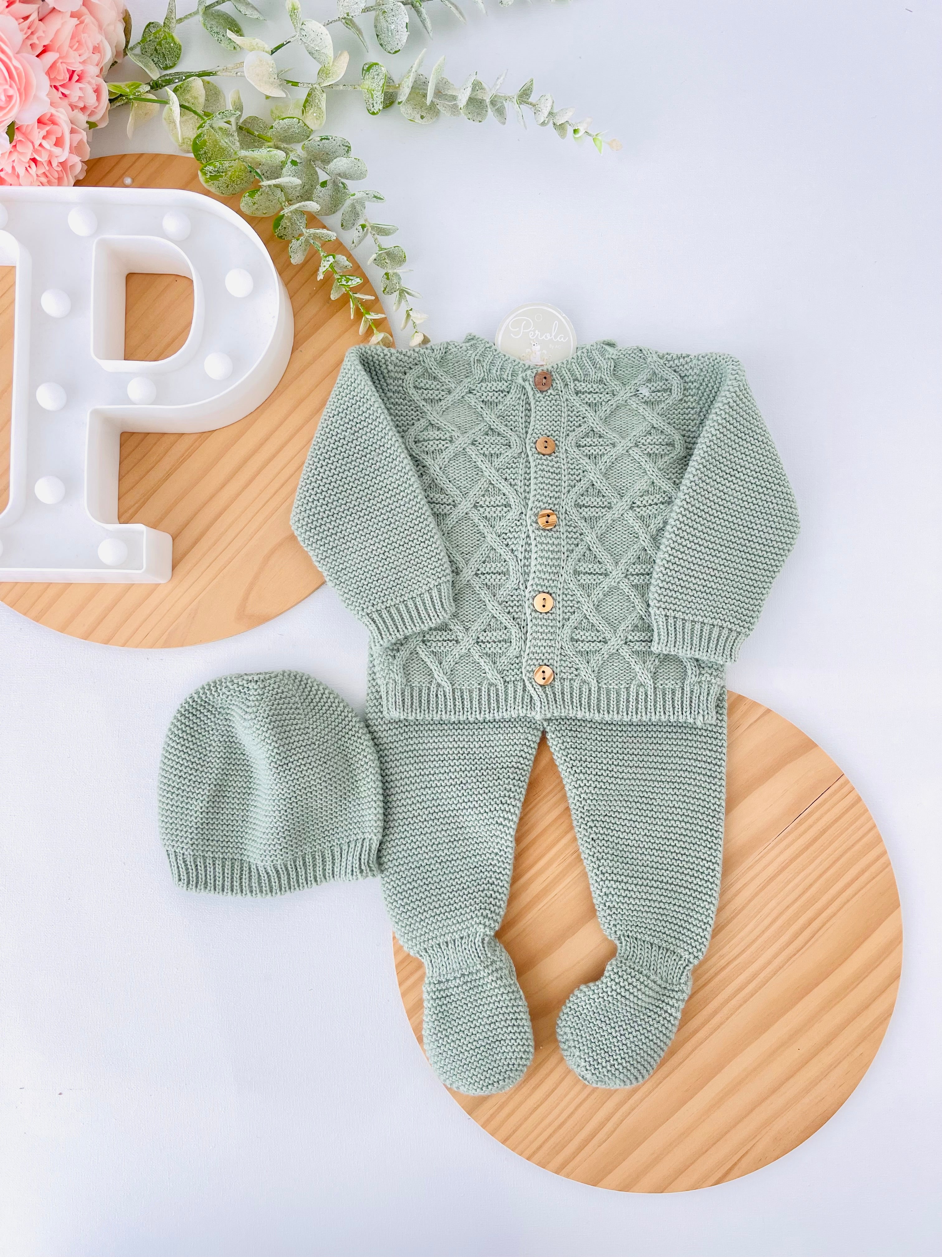 Conjunto casaco, calças e gorro- Outono/Inverno 1/3M 3/6M