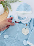 Pack saída de maternidade Azul 5 peças: body, calças, jardineiras, camisola e gorro