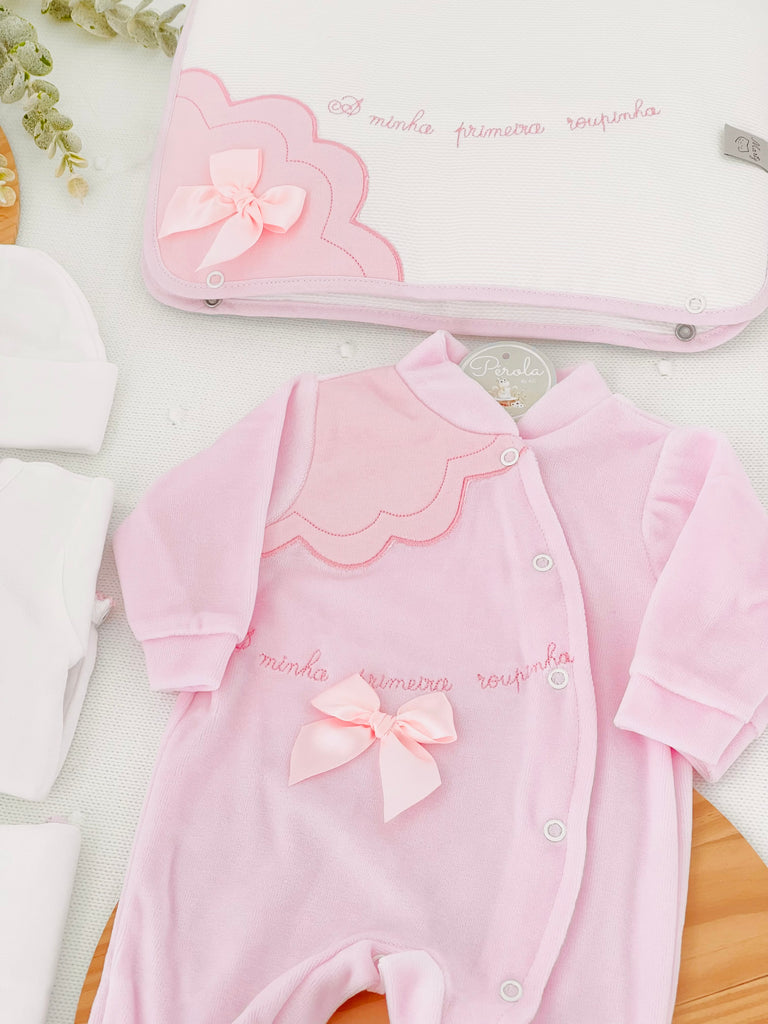 Conjunto primeira roupinha veludo-