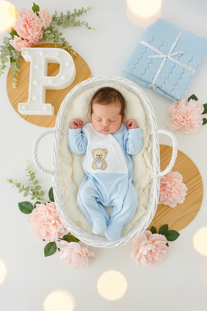 Babygrow ursinho com chucha em algodão