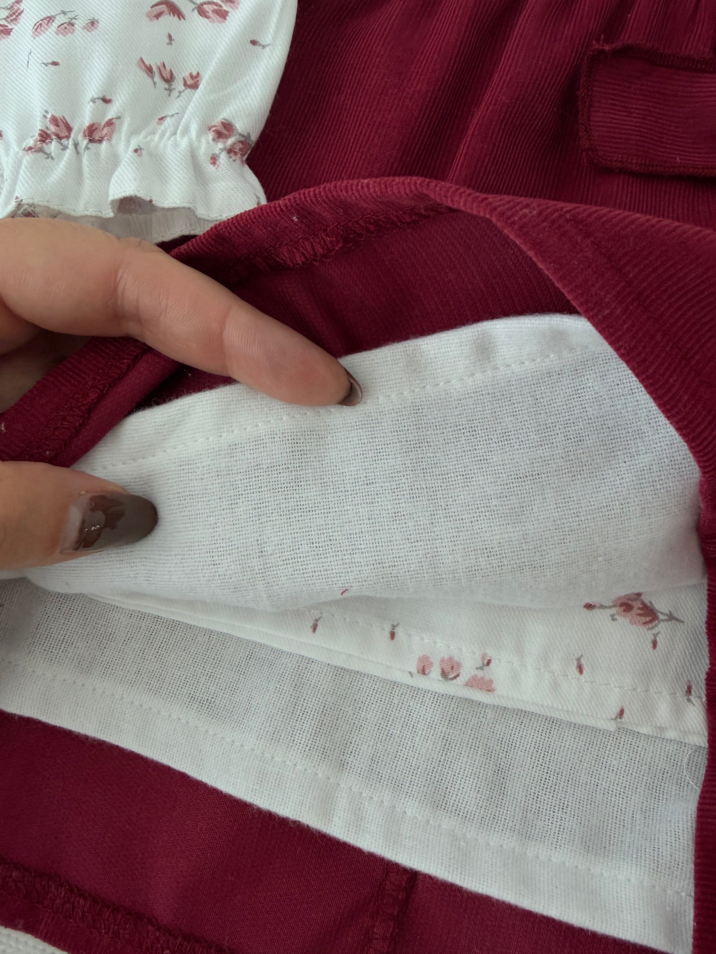 Conjunto Bordeaux em bombazine: vestido e blusa 3M 6M 12M