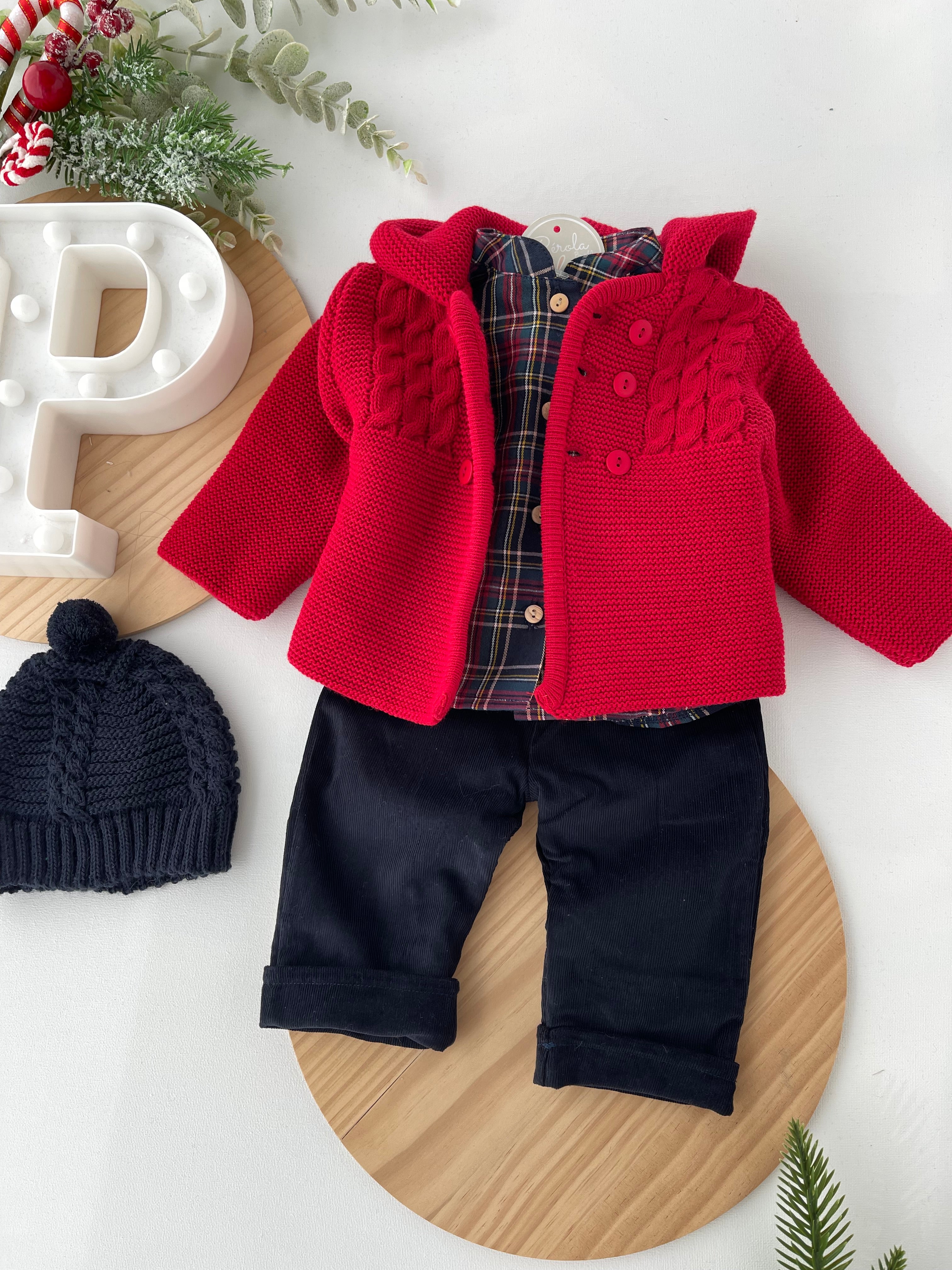 Conjunto xadrez: calças bombazine e camisa