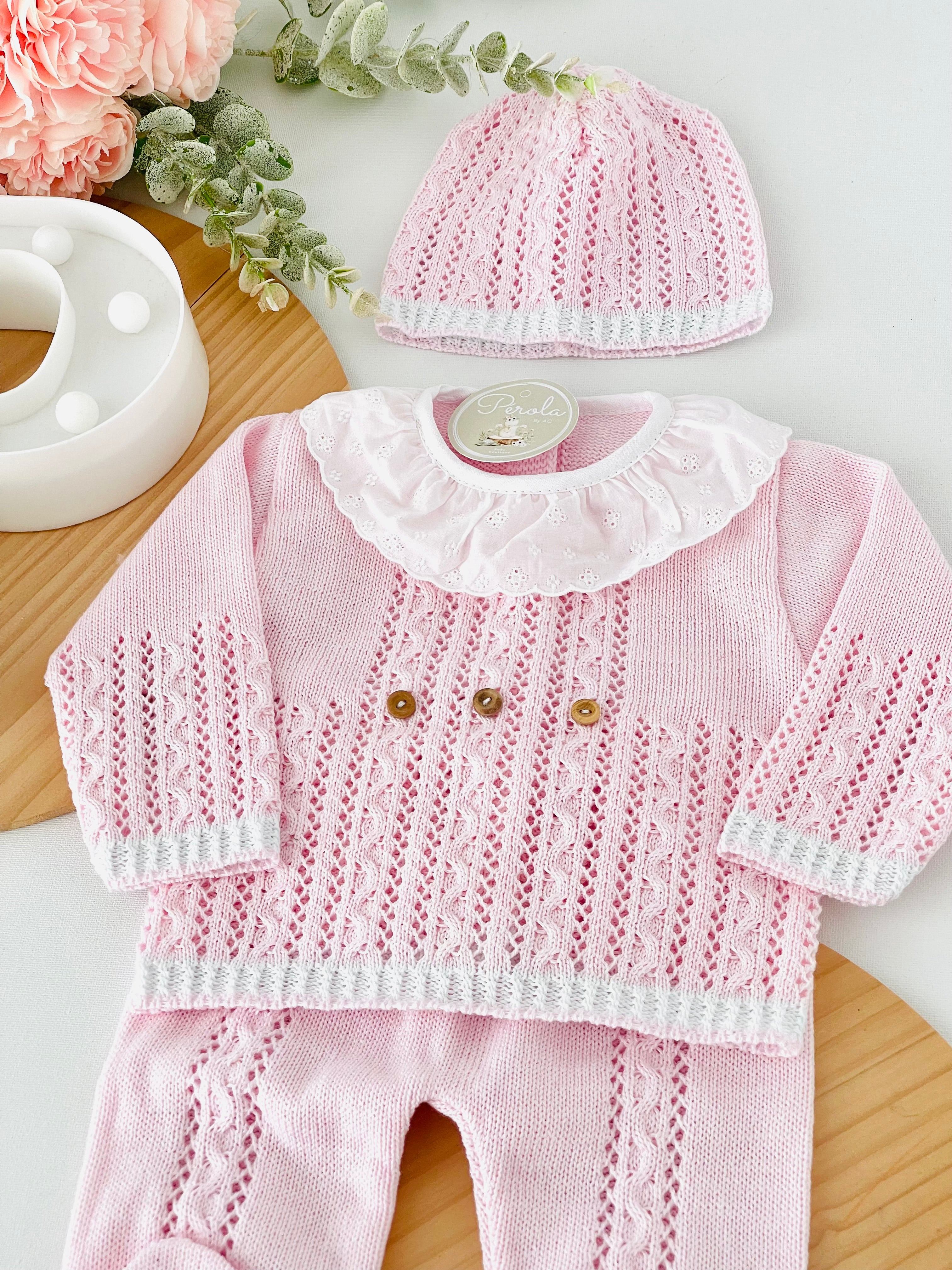 Conjunto recém nascido : camisola, calças e gorro 100% algodão