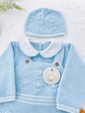 Pack saída de maternidade Azul 5 peças: body, calças, jardineiras, camisola e gorro
