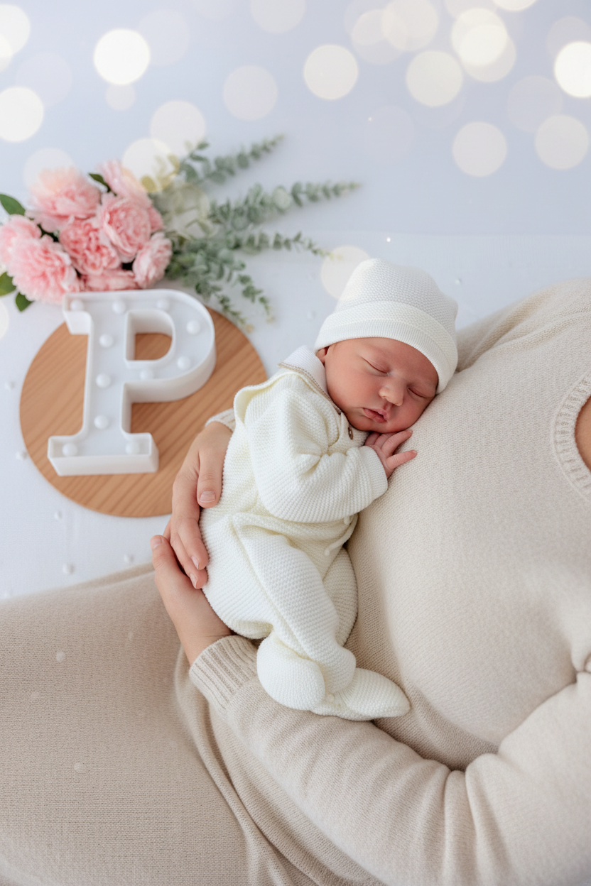 Saídas de maternidade: jardineiras, camisola e gorro outono inverno