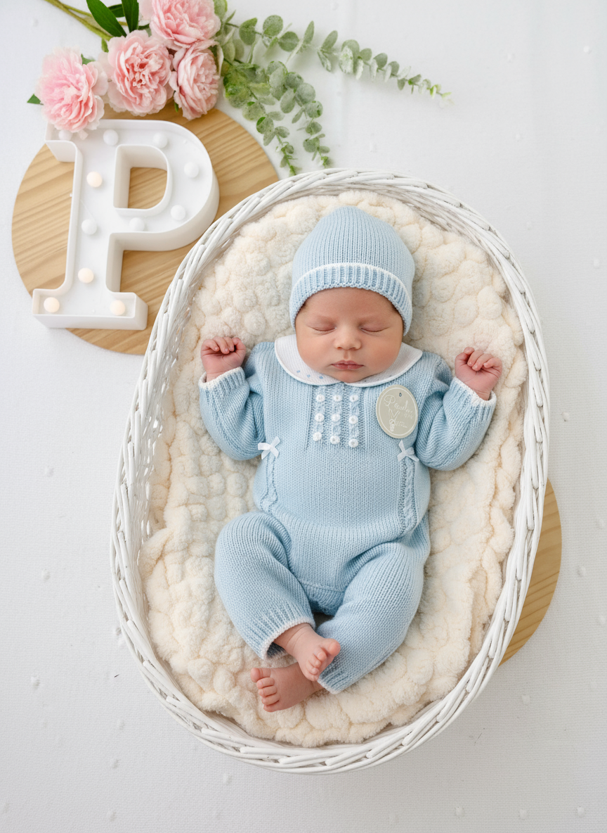 Saída de maternidade: macacão e gorro Outono/Inverno