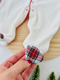 Babygrow Branco Estrelas GOLA REDONDA- xadrez Premium