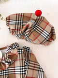 Conjunto Menina estilo Burberry - Vestido e Bóina
