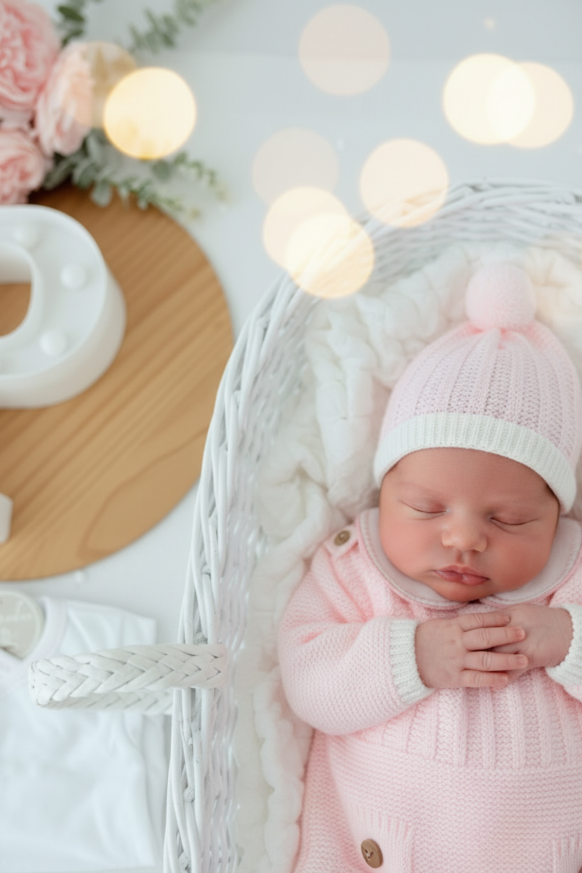 Pack saída de maternidade rosa 5 peças: body, calças, jardineiras, camisola e gorro