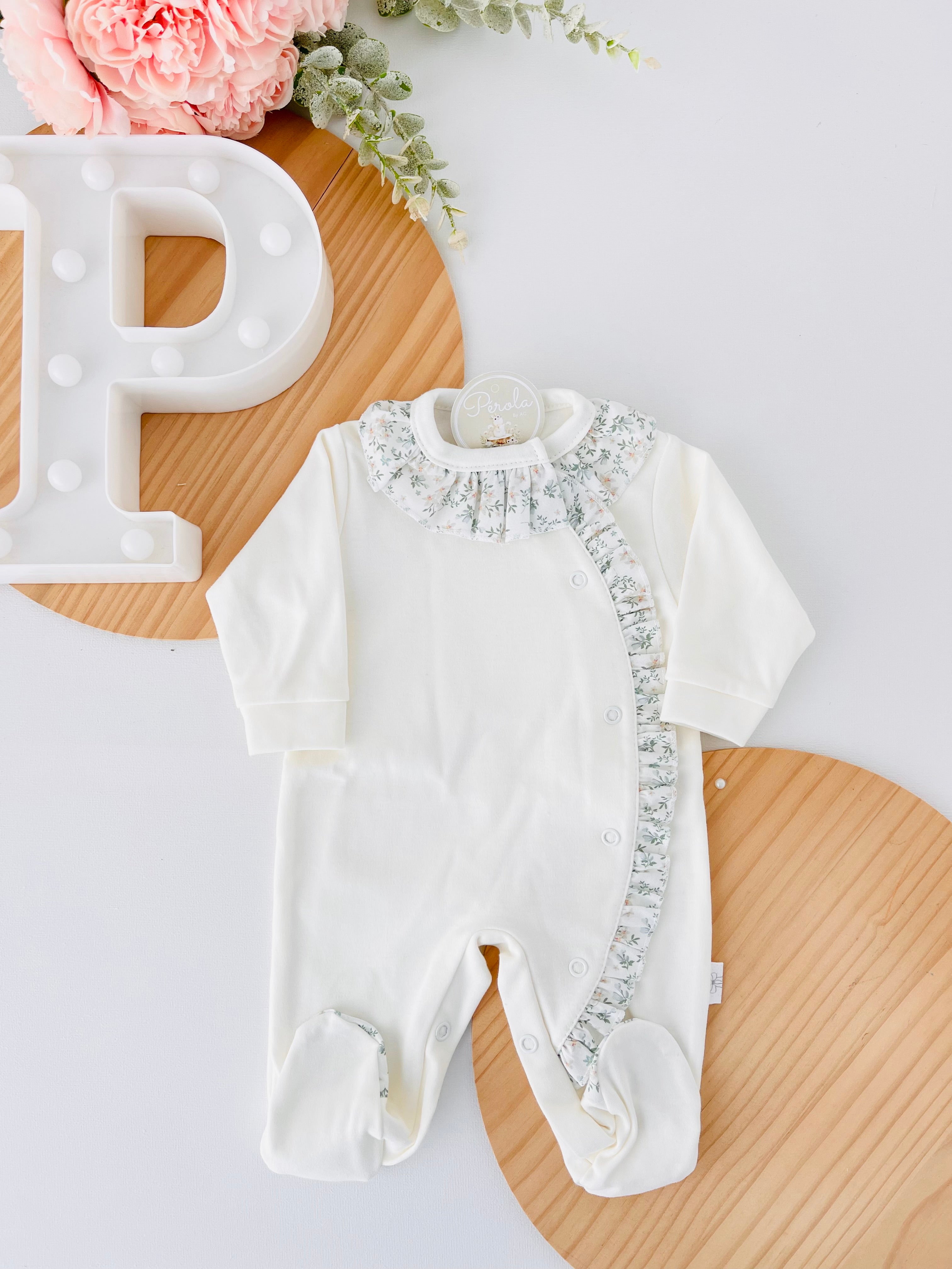Babygrow tema flores em algodão