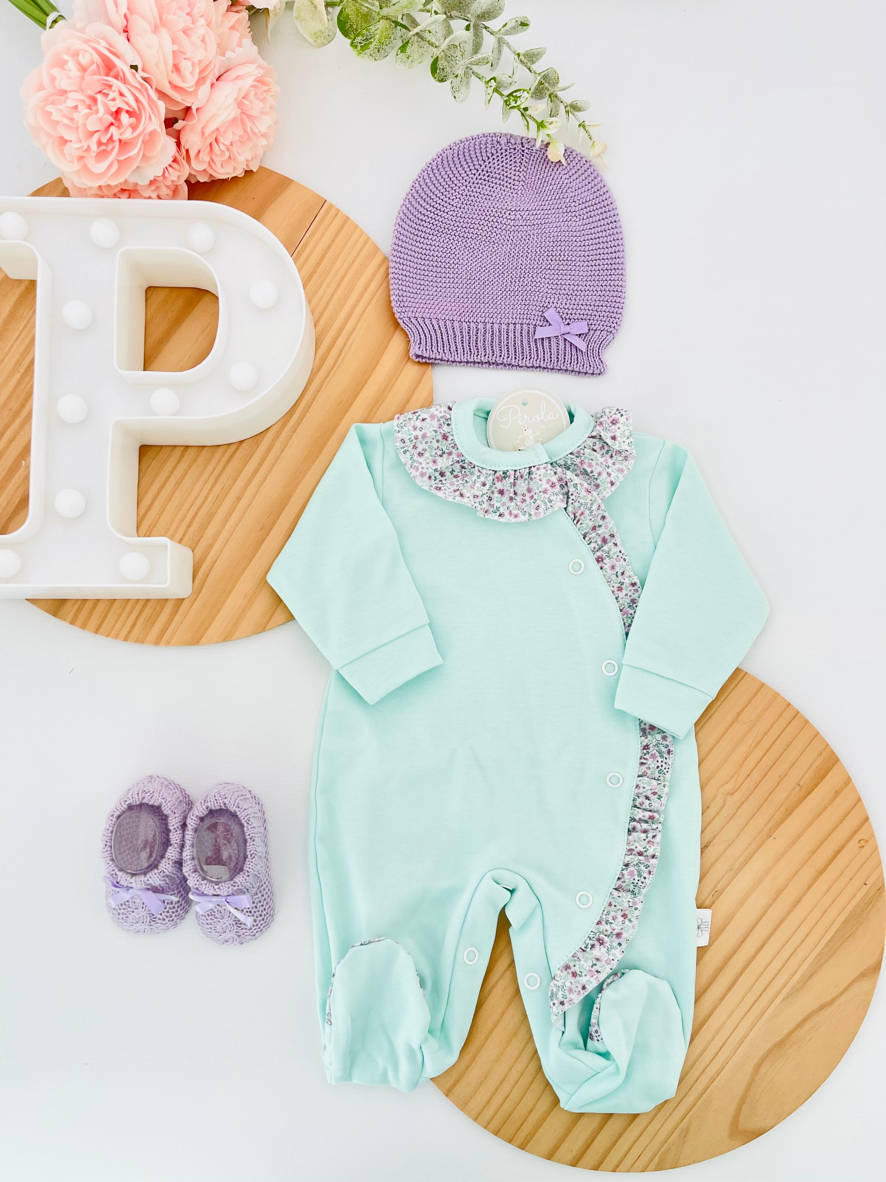 Babygrow em algodão - tema flores