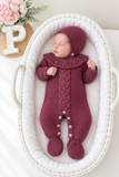 Babygrow e touca em beringela