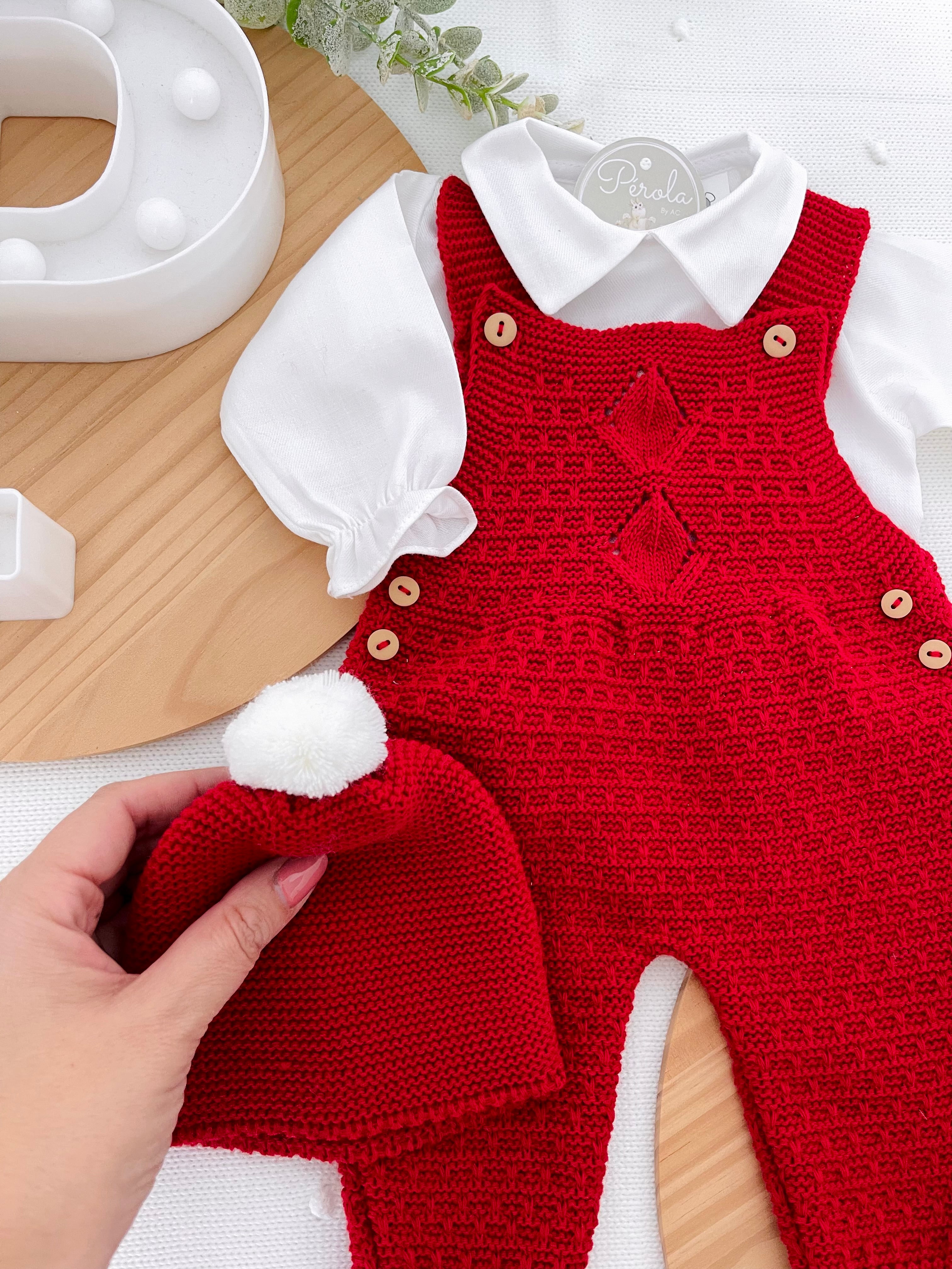 Saída maternidade em vermelho menino- Outono/Inverno