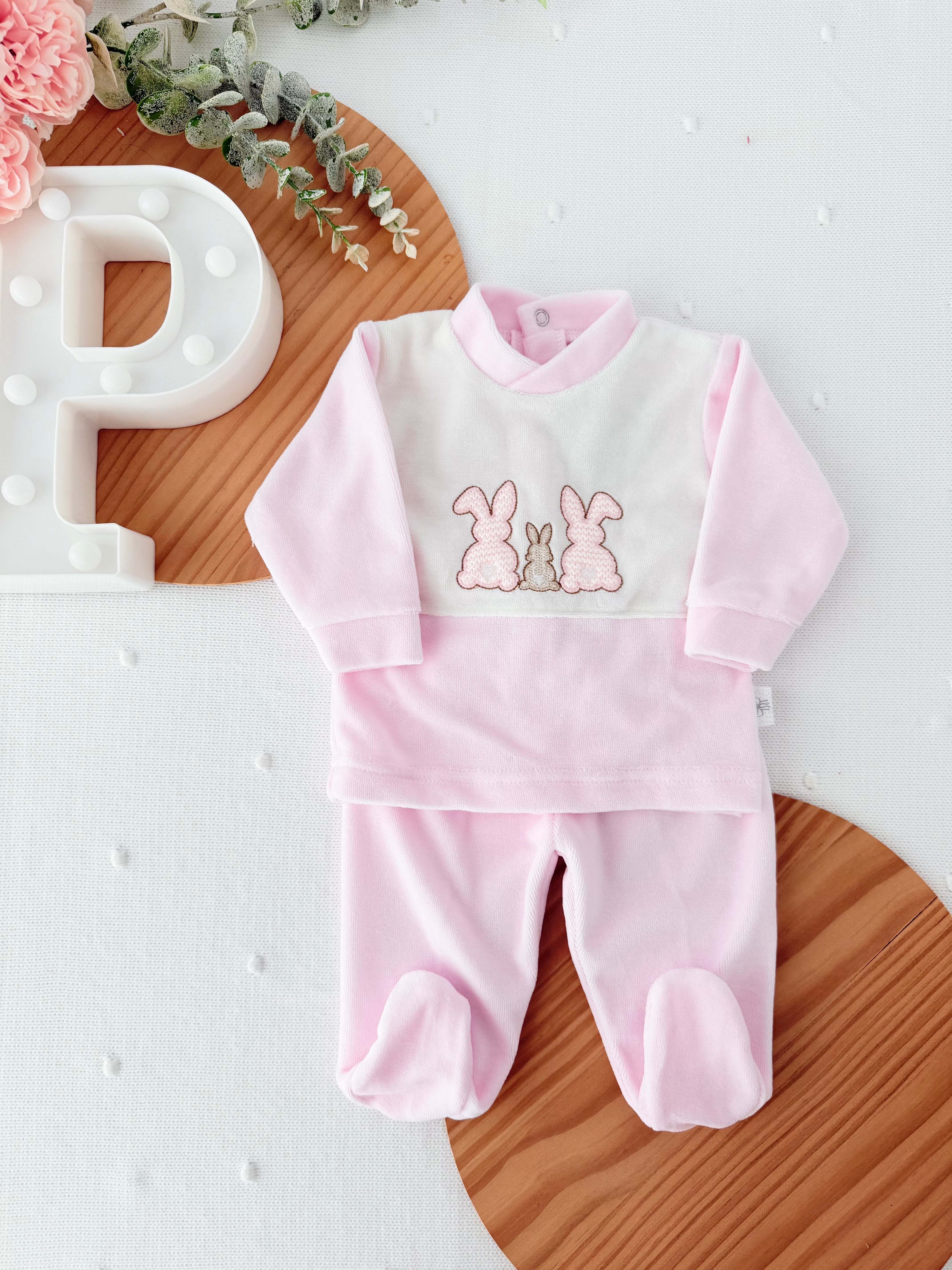 Conjunto veludo: Calças e camisola 1M e 2M