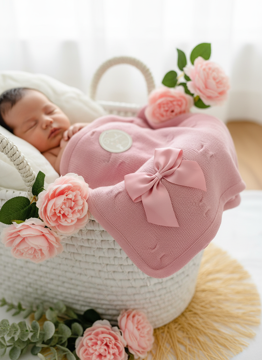 Manta dupla (malha e tecido polar) com laço