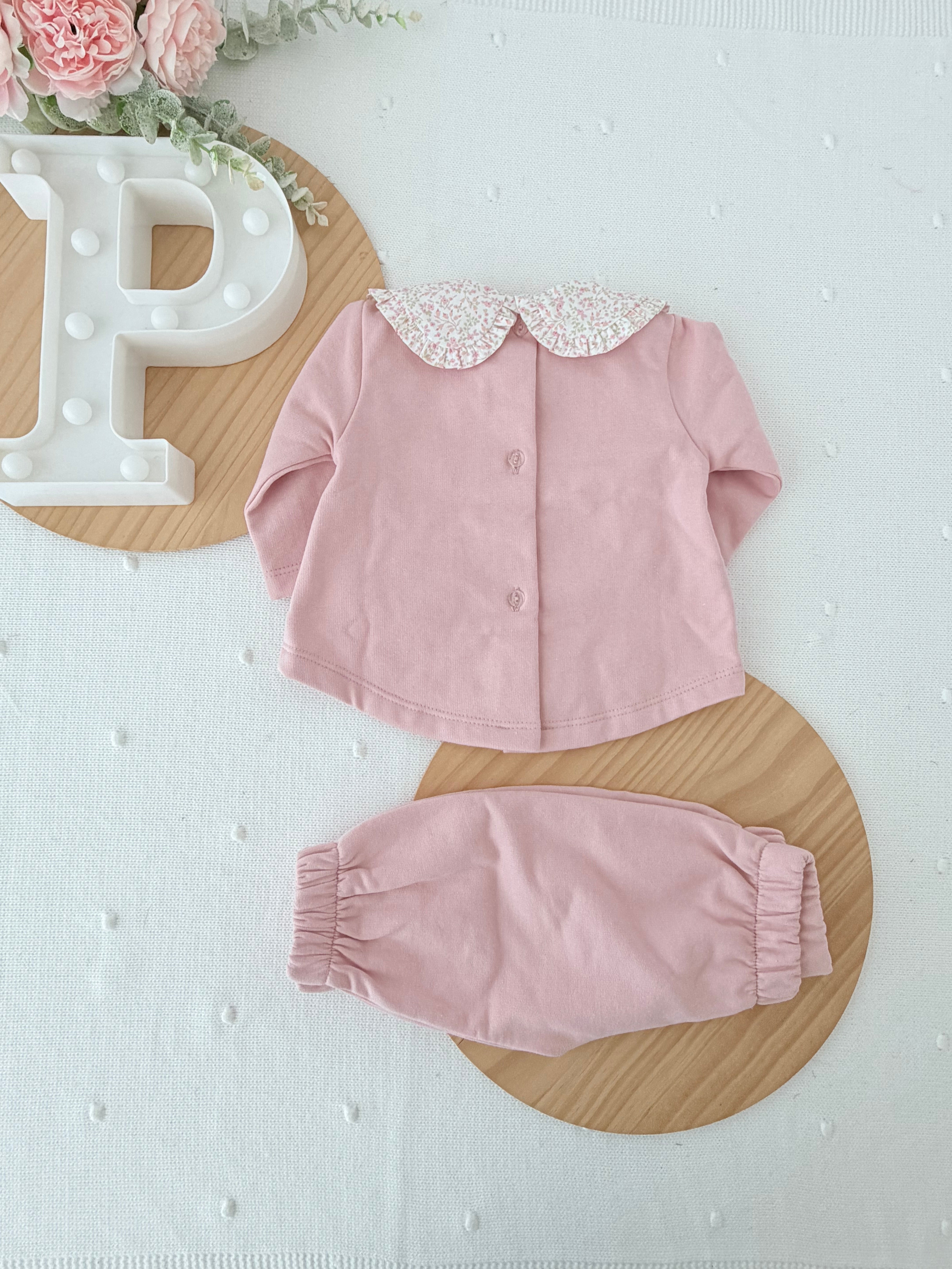 Conjunto rosa velho: túnica e calças 3 a 12M