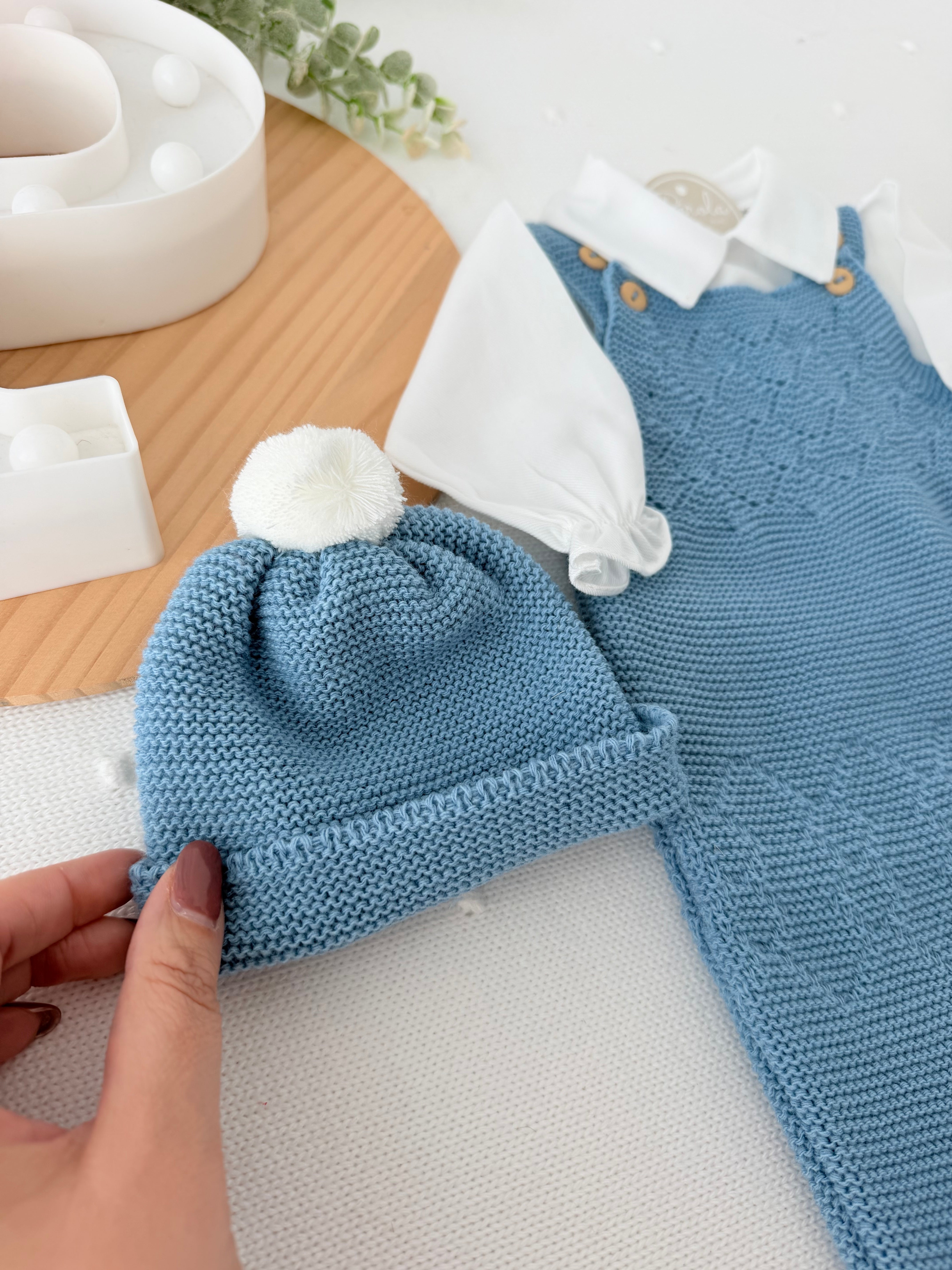 Saída maternidade menino azul cobalto  : 3 peças Outono/Inverno