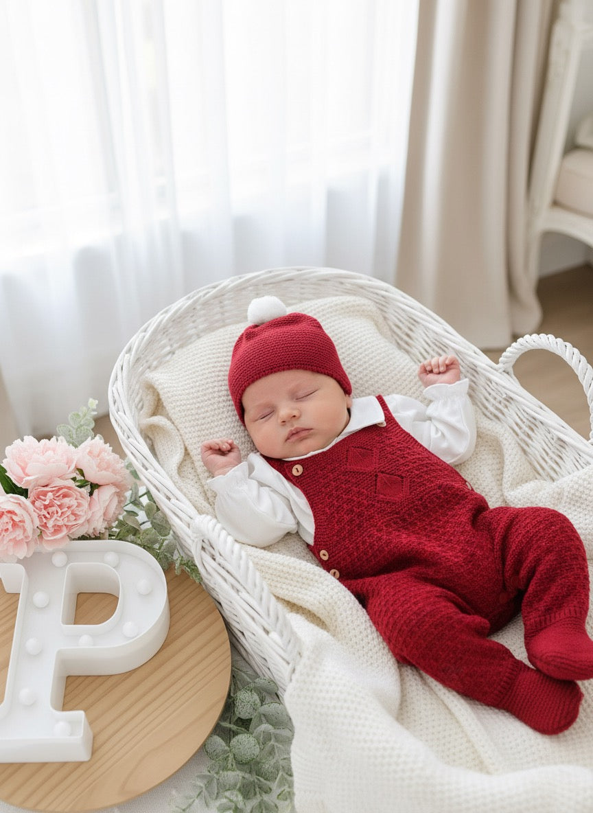 Saída maternidade em vermelho menino- Outono/Inverno