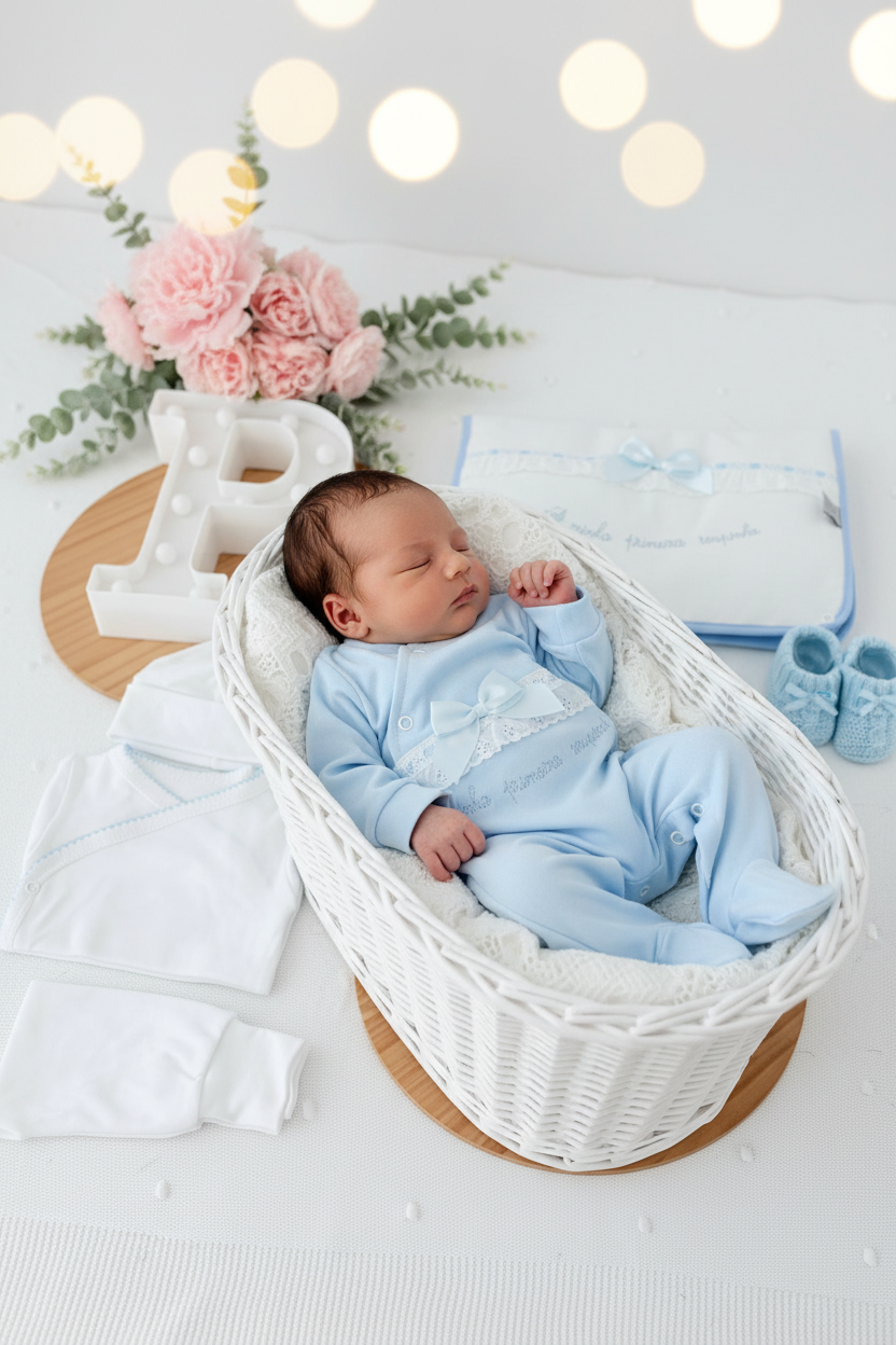 Conjunto primeira roupinha algodão tema renda- oferta carapins