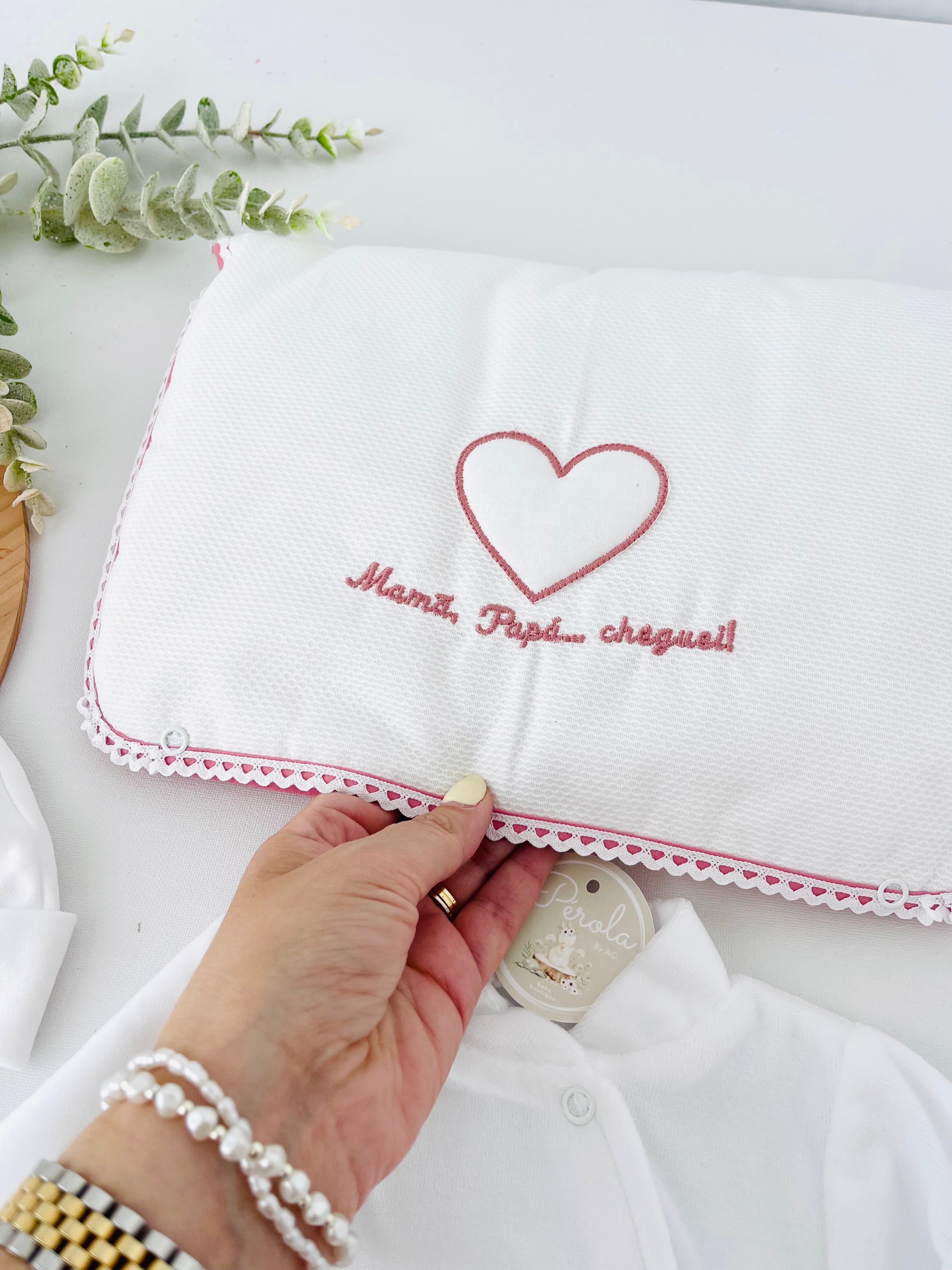 Conjunto primeira roupinha veludo- Mamã Papá cheguei