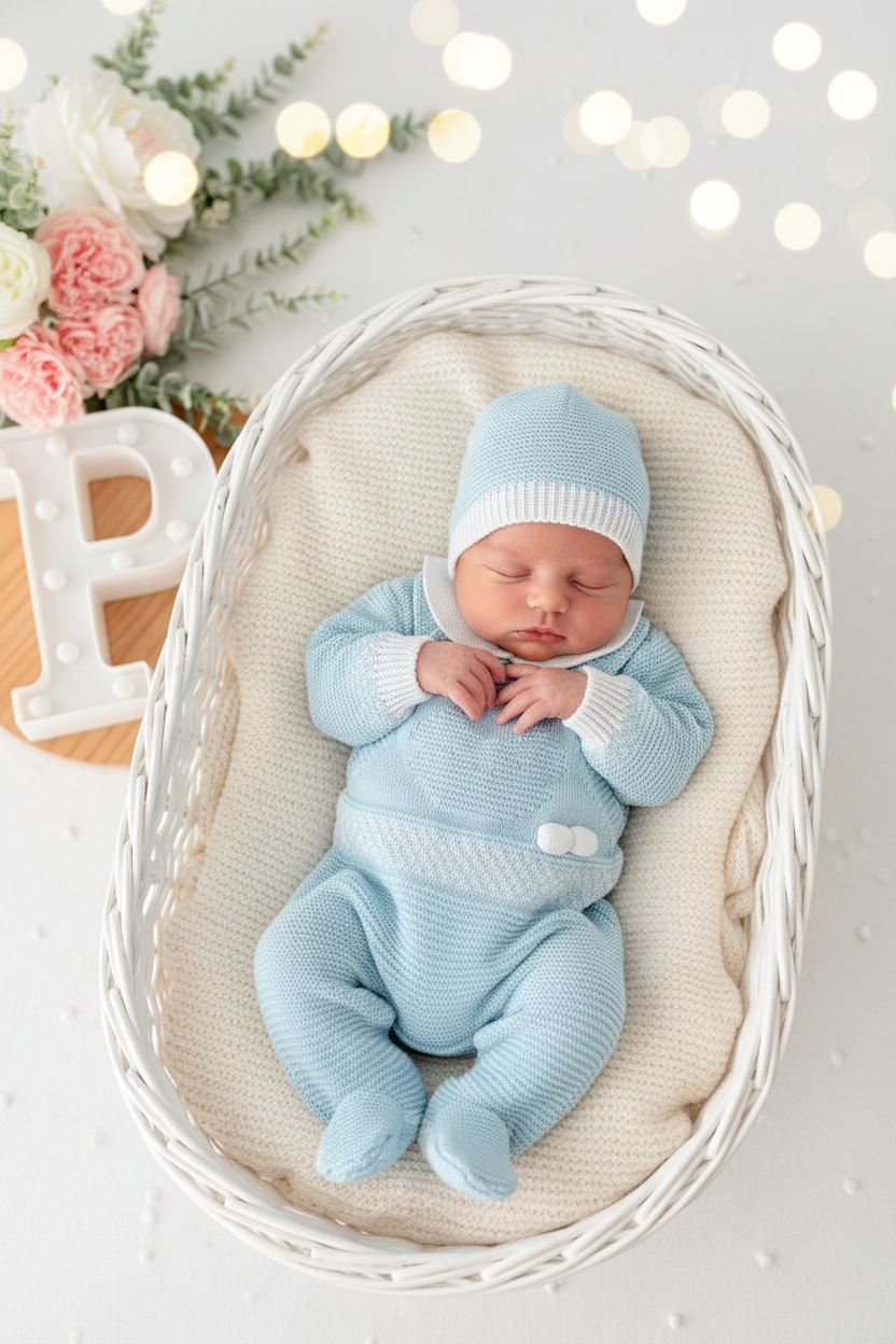 Saída de maternidade ursinho- casaco, jardineiras, camisola e gorro