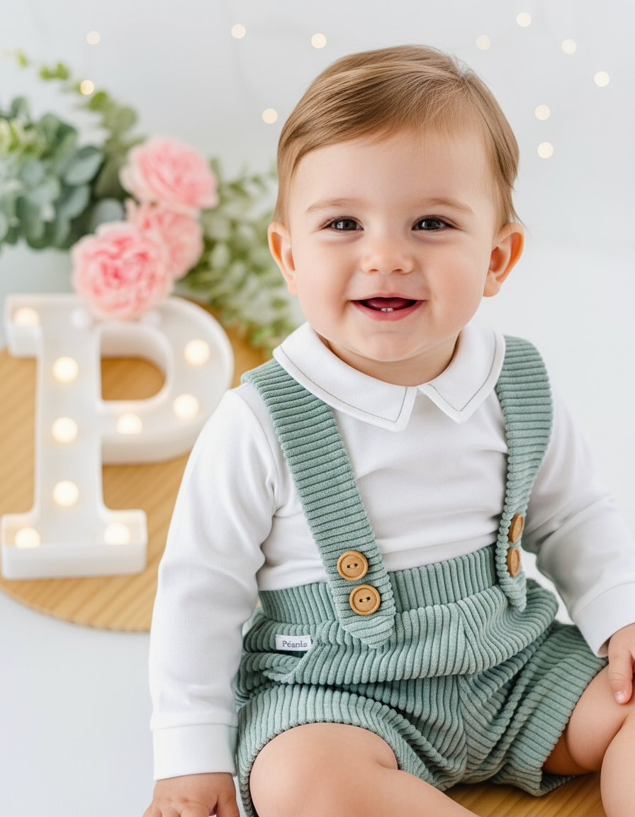 Conjunto elegante menino: calções e camisa em flanela