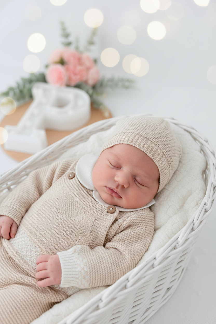 Saída de maternidade ursinho- casaco, jardineiras, camisola e gorro